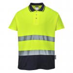 Portwest Hi Vis Cotton Comfort Contrast Polo Shirt SS L YellowNavy POW25113