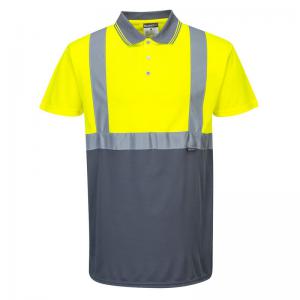 Portwest Hi Vis Contrast Polo Shirt SS XL YellowGry POW25608