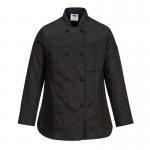 Portwest Rachel Womens Chefs Jacket LS XS Blk POW27643