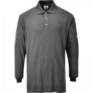 Portwest Flame Resistant Anti-Static Long Sleeve Polo Shirt M Gry