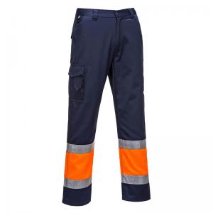 Portwest Hi Vis Contrast Class 1 Service Trousers XL OrangeNavy
