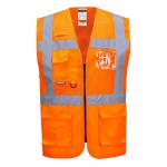 Portwest Madrid Hi Vis Half Mesh Executive Vest L Orange (Pack of 10) POW28573