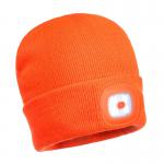 Portwest Beanie USB Rechargeable LED Head Light Orange (Pack of 12) POW28710
