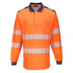 Portwest PW3 Hi Vis Cotton Comfort Polo Shirt LS 4XL OrangeNavy POW30347