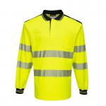 Portwest PW3 Hi Vis Cotton Comfort Polo Shirt LS L YellowBlk POW30357