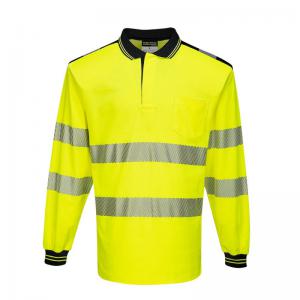 Portwest PW3 Hi Vis Cotton Comfort Polo Shirt LS 2XL YellowBlk