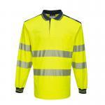 Portwest PW3 Hi Vis Cotton Comfort Polo Shirt LS L YellowNavy POW30365