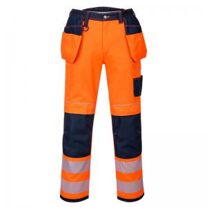 Portwest PW3 Hi Vis Holster Pocket Work Trousers 28 OrangeNavy