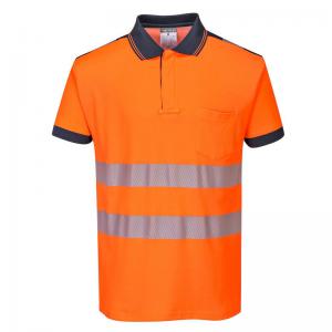 Portwest PW3 Hi Vis Cotton Comfort Polo Shirt SS 2XL OrangeNavy