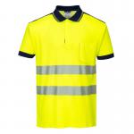 Portwest PW3 Hi Vis Cotton Comfort Polo Shirt SS L YellowNavy POW30931