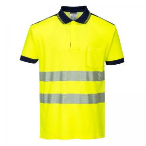 Portwest PW3 Hi Vis Cotton Comfort Polo Shirt SS 2XL YellowNavy