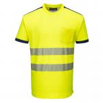 Portwest PW3 Hi Vis Cotton Comfort T-Shirt SS L YellowNavy POW30946