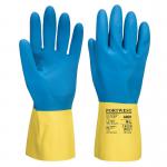 Portwest Double Dipped Latex Gauntlet S YellowBl (Pack of 12) POW32436