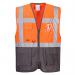 Portwest Warsaw Hi Vis Contrast Executive Vest S OrangeGry (Pack of 10) POW34649