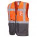 Portwest Warsaw Hi Vis Contrast Executive Vest S OrangeGry (Pack of 10) POW34649