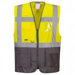 Portwest Warsaw Hi Vis Contrast Executive Vest L YellowGry (Pack of 10) POW34653