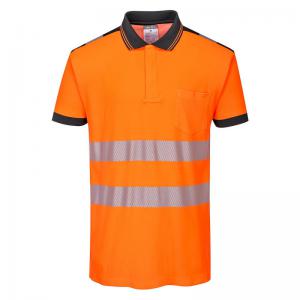 Portwest PW3 Hi Vis Cotton Comfort Polo Shirt SS 5XL OrangeBlk