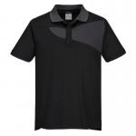 Portwest PW2 Cotton Comfort Polo Shirt SS L BlkZoom Gry POW35746