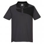 Portwest PW2 Cotton Comfort Polo Shirt SS L Zoom GryBlk POW35764