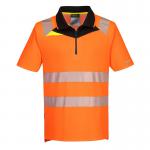 Portwest DX4 Hi Vis Zip Polo Shirt SS L OrangeBlk POW36488
