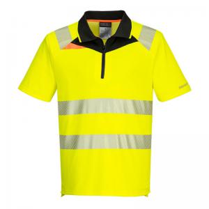 Portwest DX4 Hi Vis Zip Polo Shirt Ss S YellowBlk POW36496