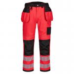 Portwest PW3 Hi Vis Holster Pocket Work Trousers 28 RedBlk POW38884