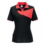 Portwest Pw2 Womens Polo Shirt Short Sleeve BlackRed Small PW219BDRS POW43310