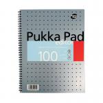 The Pukka Pukka Pads notepad features metallic wirebinding and a silver A4 cover. It contains 100 pages and is sold in a pack of 3. Each page is ruled, making it great for writing notes or taking notes during meetings. The perfect addition to any desk or workspace.
