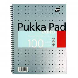 Pukka Pad Ruled Metallic Wirebound Editor Notepad 100 Pages A4 Silver (3 Pack) EM003 PP00023