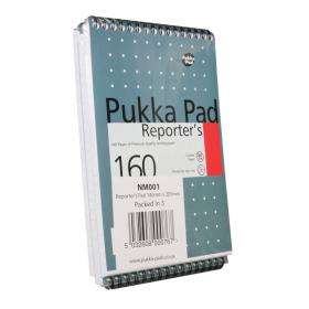 Pukka Pad Wirebound Metallic Reporters Shorthand Notepad 160 Pages 205x140mm (Pack of 3) NM001 PP00121