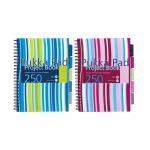 A trio of Pukka Wirebound Project Books in vibrant blue and pink hues. Each book holds 250 pages of high-quality, polypropylene paper in A4 size. Perfect for organizing notes, sketches, and ideas.
