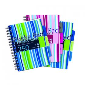 Pukka Pad Stripes Polypropylene Project Book 250 Pages A5 Blue/Pink (Pack of 3) PROBA5 PP00262
