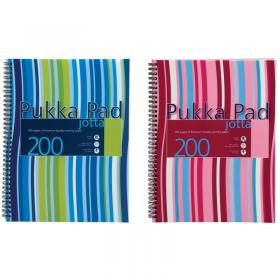 Pukka Pad Stripes Polypropylene Wirebound Jotta Notebook 200 Pages A4 Blue/Pink (3 Pack) JP018 PP00510