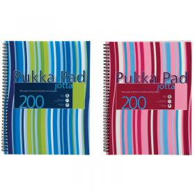 Pukka Pad Stripes Polypropylene Wirebound Jotta Notebook 200 Pages A4 BluePink (3 Pack) JP018 PP00510