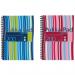 The image shows three Pukka Pukka Pads Jotta Notebooks, each with a vibrant blue and pink striped cover. The notebooks are wirebound and made with durable polypropylene material. Each notebook boasts 200 pages and is in the A5 size.