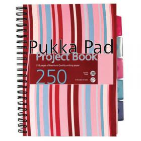 Pukka Pad Stripes Wirebound Hardback Project Notebook 250 Pages A4 BluePink (3 Pack) CBPROBA4 PP00658