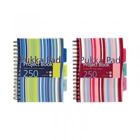 Pukka Pad Stripes Wirebound Hardback Project Notebook 250 Pages A5 Blue/Pink (3 Pack) CBPROBA5 PP00659