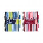 Pukka Pad Stripes Wirebound Hardback Project Notebook 250 Pages A5 BluePink (3 Pack) CBPROBA5 PP00659