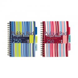 Pukka Pad Stripes Wirebound Hardback Project Notebook 250 Pages A5 BluePink (3 Pack) CBPROBA5 PP00659