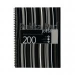 This photo is of three Pukka Pukka Pads striped notebooks, with 200 pages each, A4 size. They are wirebound and made of polypropylene. The covers are black, making the notebooks sleek and professional-looking. Perfect for keeping your notes organized.