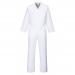 The Portwest 2201 food industry coverall is crisp white and available in size medium. It features no pockets for a clean and professional look. Perfect for work in the food industry.