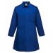The photograph captures a royal blue coat from Portwests Food Industry collection. The coat features one pocket and is designed for men. Its sleek design and vibrant color would make a great addition to any professional wardrobe.