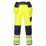 Portwest T501 PW3 Hi-Vis Holster Pocket Work Trousers Yellow/Navy 28 T501YNR28