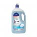The photograph shows a 4 litre bottle of Lenor Linen Care Fabric Softener in Sea Breeze scent. The light blue liquid is visible through the clear plastic bottle. The brand name Lenor is prominently displayed in white letters on a blue background.
