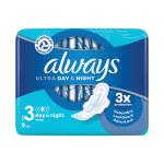 Always Ultra Day And Night Sanitary Pads With Wings Size 3 Packet x9 Pads (Pack of 16) C005794 PX58420