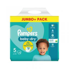 Pampers Baby Dry Taped Nappies Size 5 Jumbo (Pack of 144) 78475 PX69569