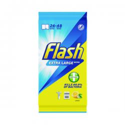 Cheap Stationery Supply of Flash Anti-Bacterial Wipes XL Lemon 24 sheets (Pack of 8) C002500 Office Statationery