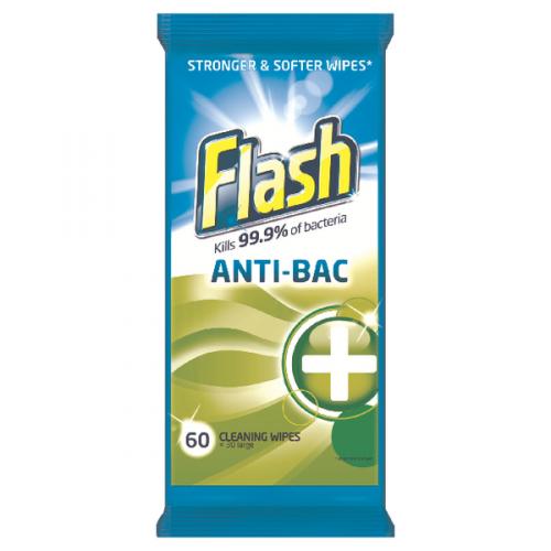 Flash strong weave antibacterial wipes 60pk (5413149937185)