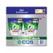 The Ariel Professional Liquipods All in One Regular Pods come in a pack of 100, with each pack containing 2x50 pods. The pods are in a iconic Ariel blue and white packaging, featuring the Ariel logo and product name. The pods are neatly stacked and compact, making them easy to store and use.