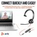 Poly Blackwire 3315 Monaural Microsoft Teams Certified USB-C Headset +3.5mm Plug +USB-CA Adapter 8X PY42905